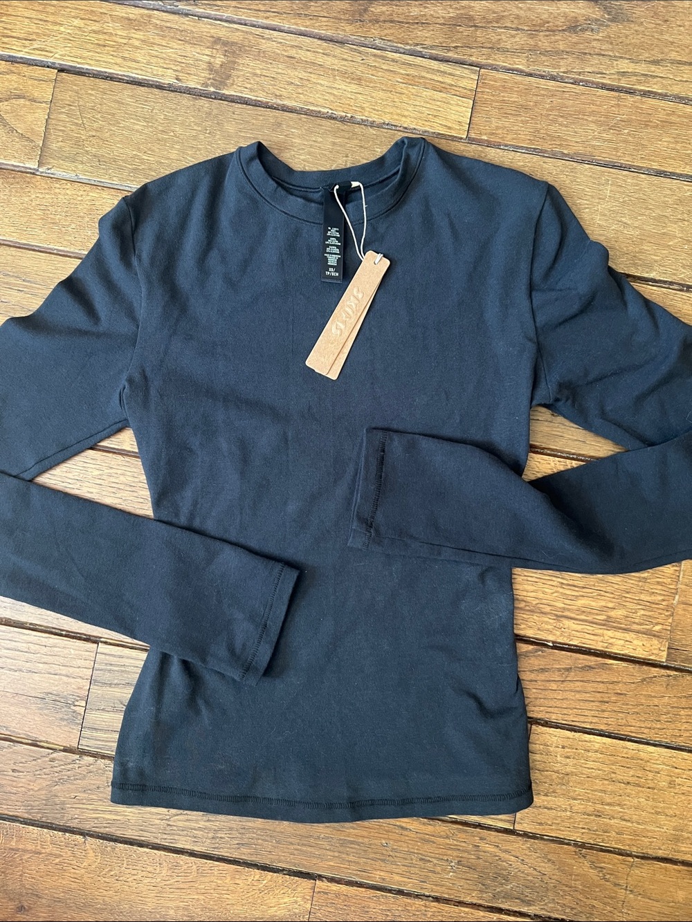 SKIMS Black Cotton Jersey Long Sleeve T-Shirt Soot Size XS NWT